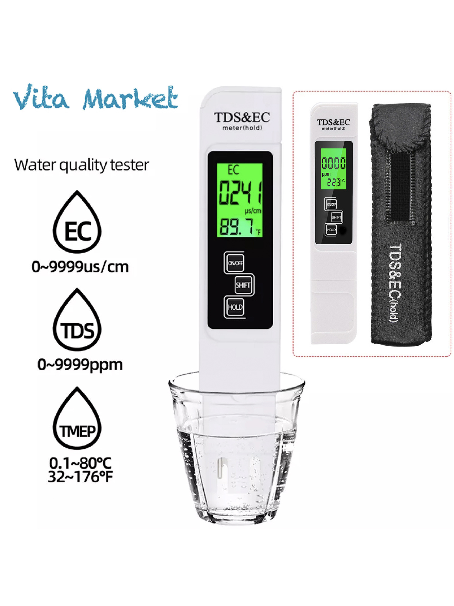 Digitalni LCD test uređaj 3 u 1 Multi-funkcionalni tester olovka Tester kvaliteta vode