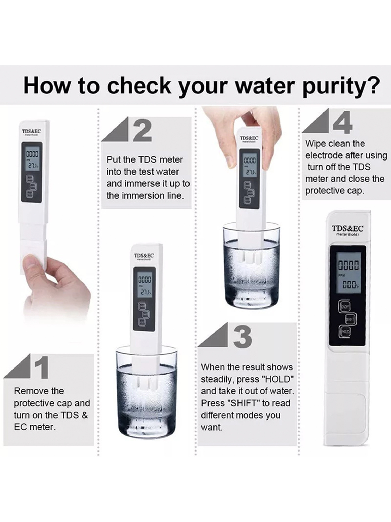 Digitalni LCD test uređaj 3 u 1 Multi-funkcionalni tester olovka Tester kvaliteta vode