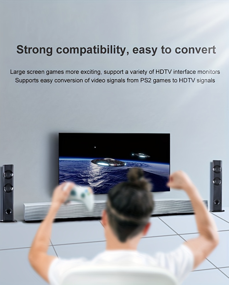 PS2 u HDTV konverter za video povezivanje, High-Definition interfejs za audio i video adapter za gejming konzolu.