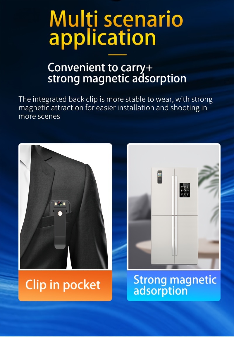 Ultra HD 4K Akciona Kamera sa Objektivom koji se Rotira 180°, Kompaktna Kamera sa Bežičnim Wifi Ekranom, Nosiva Kamera sa Štipaljkom, Idealna za Sportove na Otvorenom i Biciklizam.