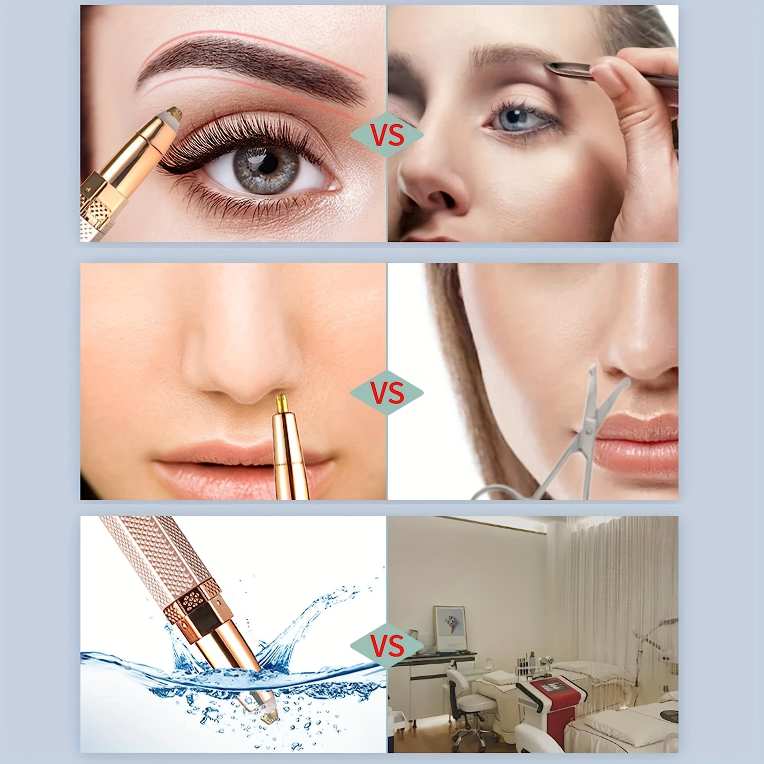 4 u 1 Električni brijač za lice za žene Epilator za celo telo Punjiva bezbolna trimera za obrve, nos i bikini zonu