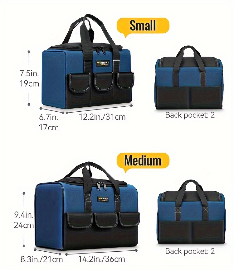 Izdržljiva torba za alat sa širokim otvorom - Dugotrajni poliester, više pregrada i džepova za skladištenje alata, nošenje i organizovanje, idealna za muškarce, bez potrebe za montažom