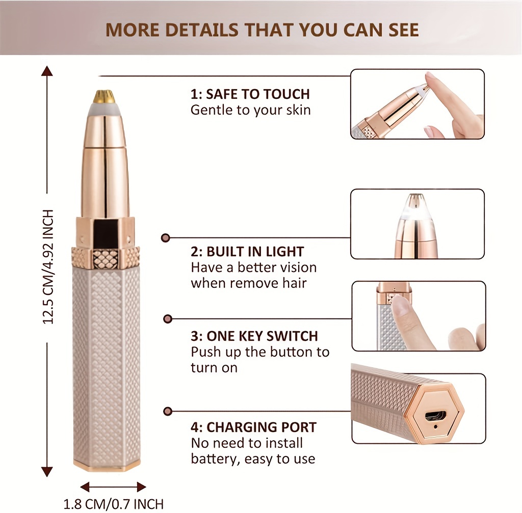 4 u 1 Električni brijač za lice za žene Epilator za celo telo Punjiva bezbolna trimera za obrve, nos i bikini zonu