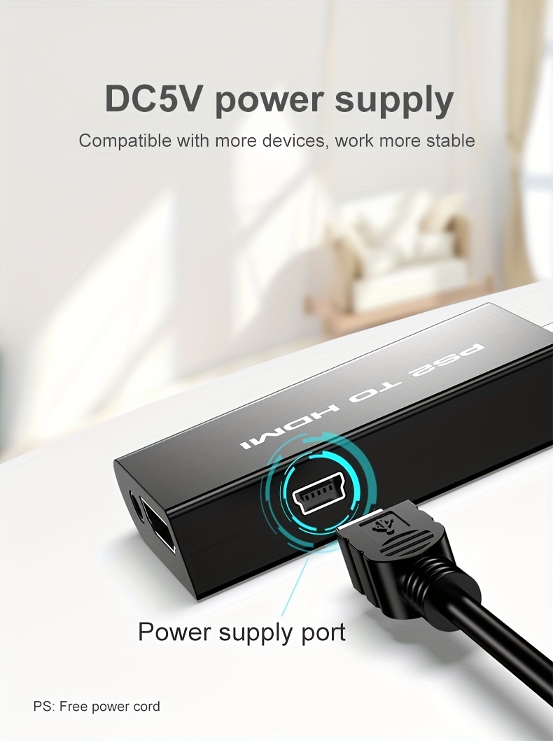 PS2 u HDTV konverter za video povezivanje, High-Definition interfejs za audio i video adapter za gejming konzolu.