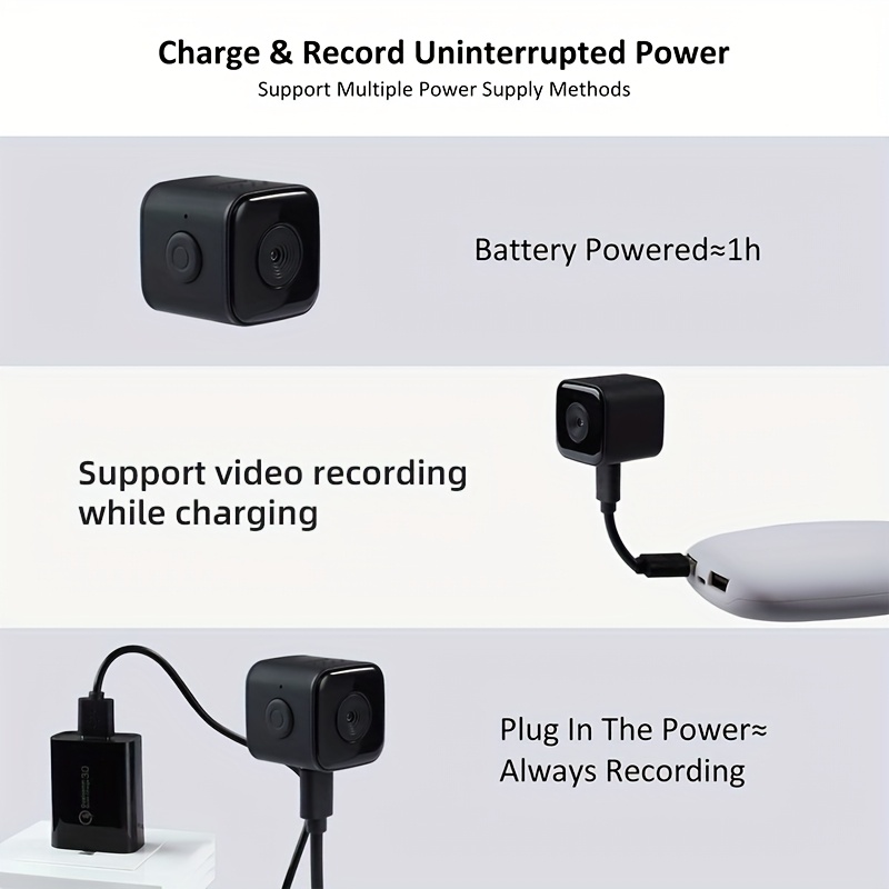 Prentabilna 1080P HD kamera za detekciju pokreta sa AI noćnim vidom, 256GB memorije, punjiva baterija, uključena ploča za pričvršćivanje, USB-C punjenje za kućnu nadzor i sigurnost, kompaktni uređaj za praćenje, sistem kontrola dugmetima