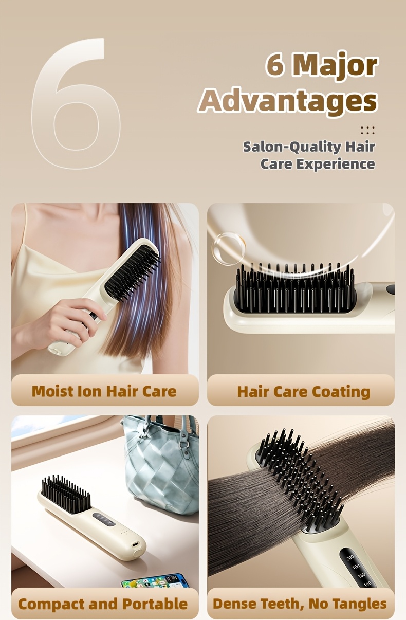 Prenosivi Ravnalo za Kosu sa Funkcijom Isključivanja - 4 Nivoa Temperature, Ravnanje/Stilizovanje bez Čvorova, Bezbedno za Mokru/Suvu Kosu, Pogodno za Baterijsko Ravnalo za Njegu Kose (Putno Prijateljsko)