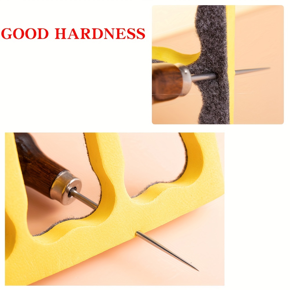 1 komad bukovog drveta i metala - oštri konusni alat sa ergonomskom drškom od 11,51 cm za vezenje kože, šivenje, DIY projekte - izdržljiv ružičasto-otporni precizni probijač sa plastičnom zaštitom vrha, pribor za vezenje kože, profesionalna izrada, čvrsta konstrukcija, kompaktan dizajn, visokokvalitetni materijali, ručno rađeni zanati