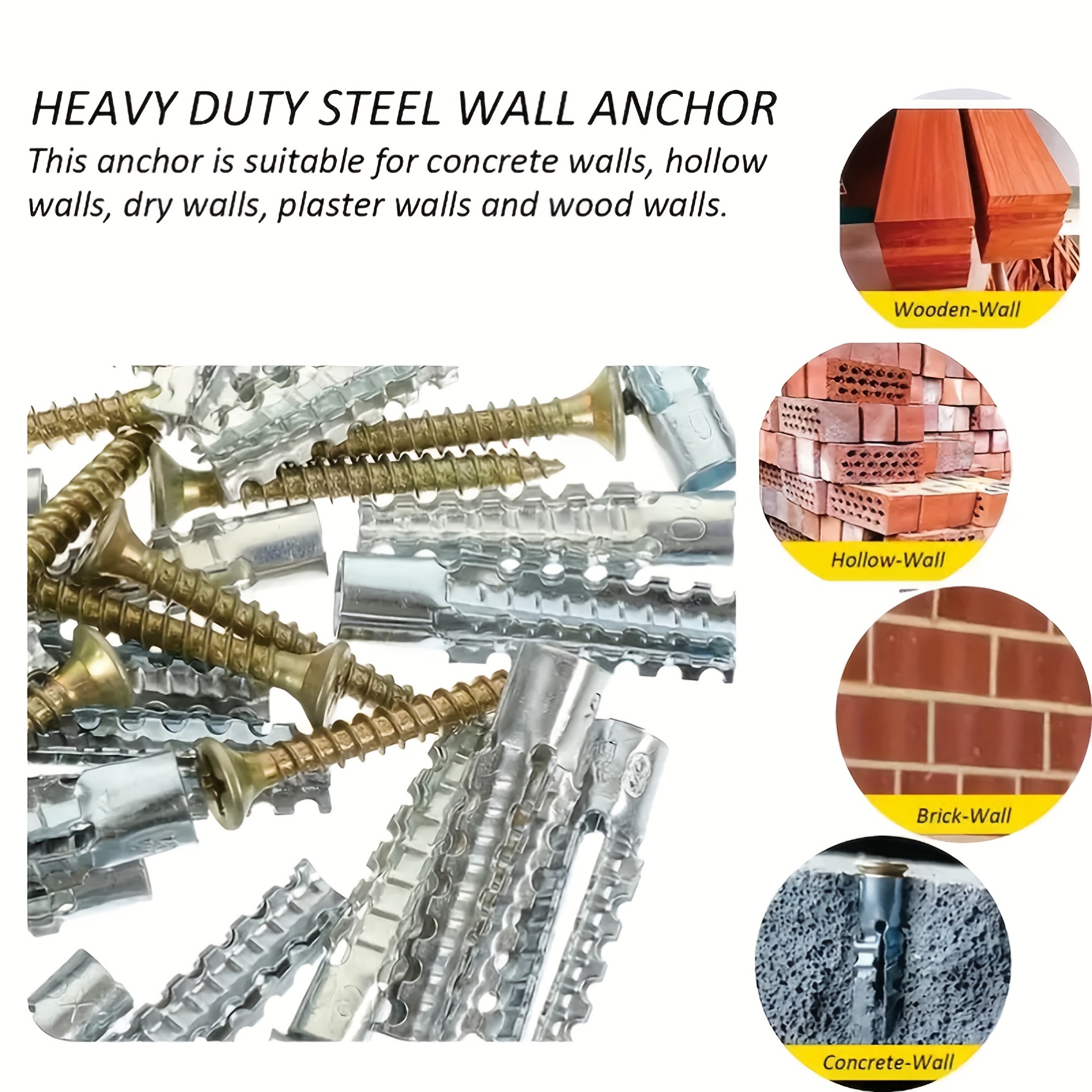 Setovi od 5/50/200 metalnih zupčastih ekspanzionih cevi sa samoreznim šrafovima za bušenje cevi, utikači za betonske zidove, sidra, kompleti vijaka, metalne zupčaste ekspanziono cevi sa samoreznim šrafovima - izdržljivi, visokočvrsti šrafovi, pogodni za betonske zidove