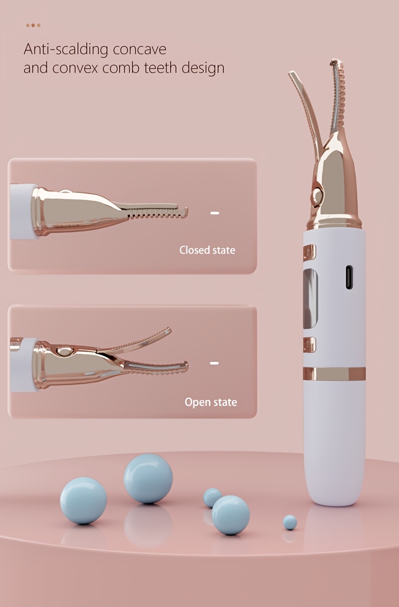 3-u-1 Električni uvijač za trepavice, pinceta i trimer - USB sa brzim podešavanjem temperature, bežično korišćenje, pogodan za uvijač za trepavice, trimer za obrve i trimer za dlačice na licu - Prenosivi kozmetički alat za žene i muškarce, pogodan za putovanja
