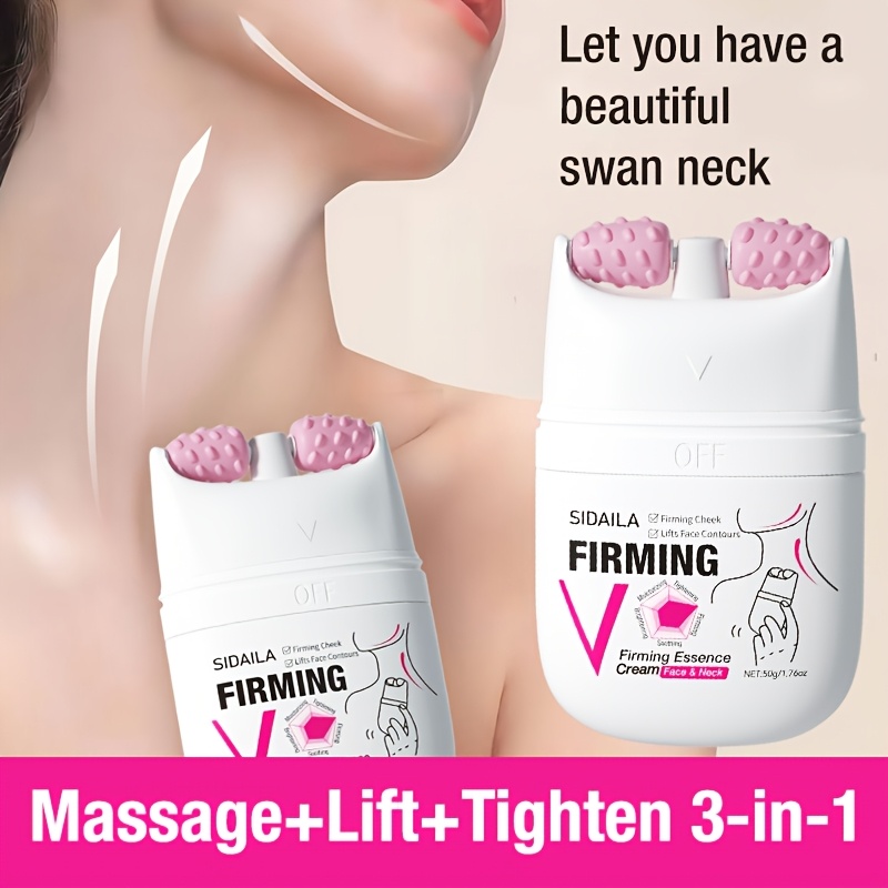 Instant lifting krema za vrat i lice 3U1 – učvršćujuća krema za negu kože, lifting, učvršćivanje, zaglađivanje. Smanjuje bore i fine linije uz V-oblik masažnog valjka za ubrzanu apsorpciju, zaglađivanje i učvršćivanje. Sadrži retinol, hidrolizovani kolagen, niacinamid, hijaluronsku kiselinu, biljni