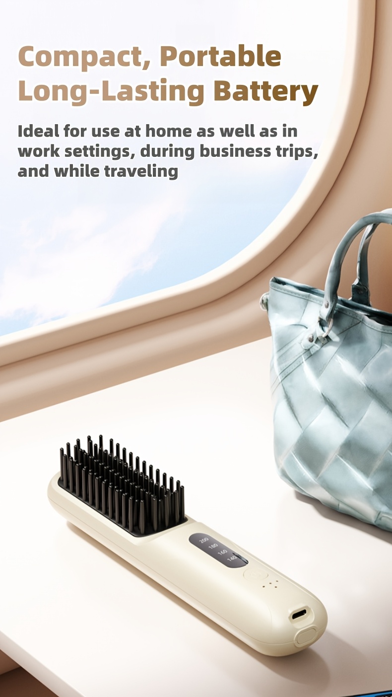 Prenosivi Ravnalo za Kosu sa Funkcijom Isključivanja - 4 Nivoa Temperature, Ravnanje/Stilizovanje bez Čvorova, Bezbedno za Mokru/Suvu Kosu, Pogodno za Baterijsko Ravnalo za Njegu Kose (Putno Prijateljsko)