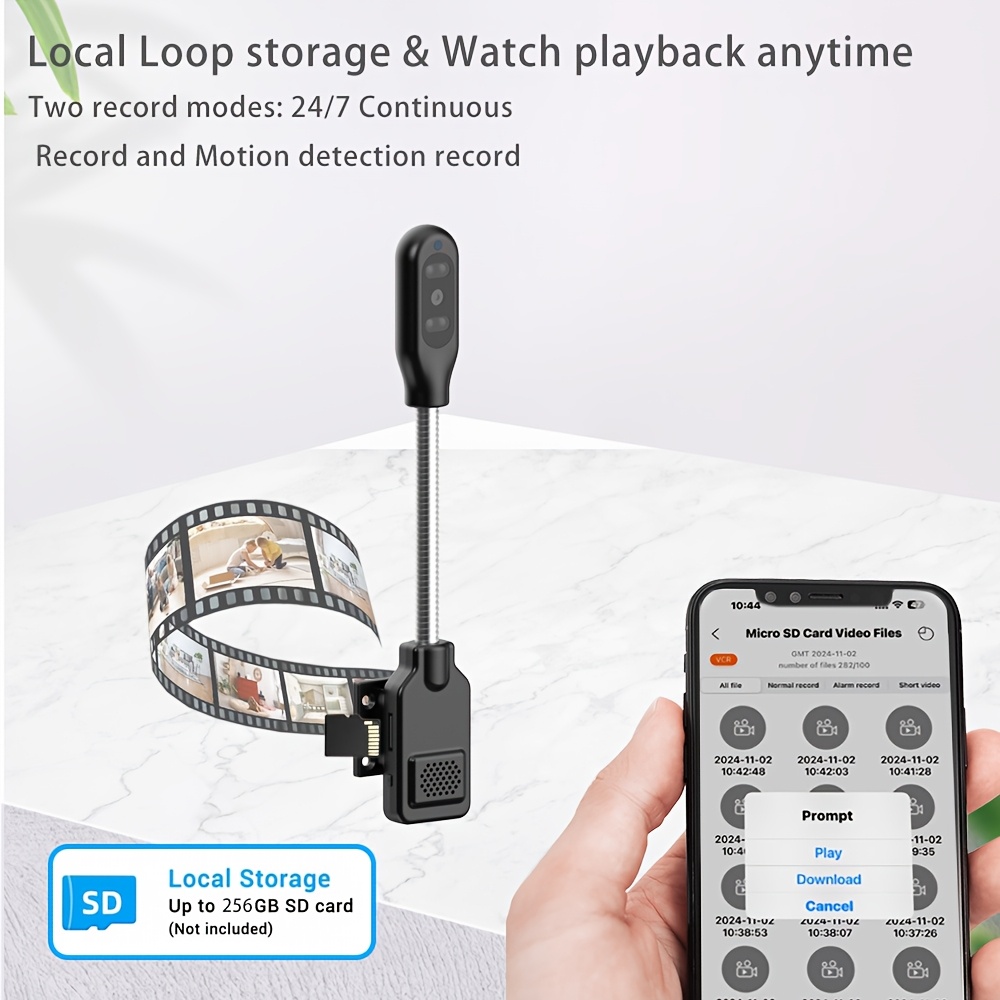 Pametna bežična WiFi kamera, Mini kućna sigurnosna kamera, 1920x1080 Full HD, Daljinsko praćenje, Detekcija pokreta, Dvosmerni audio