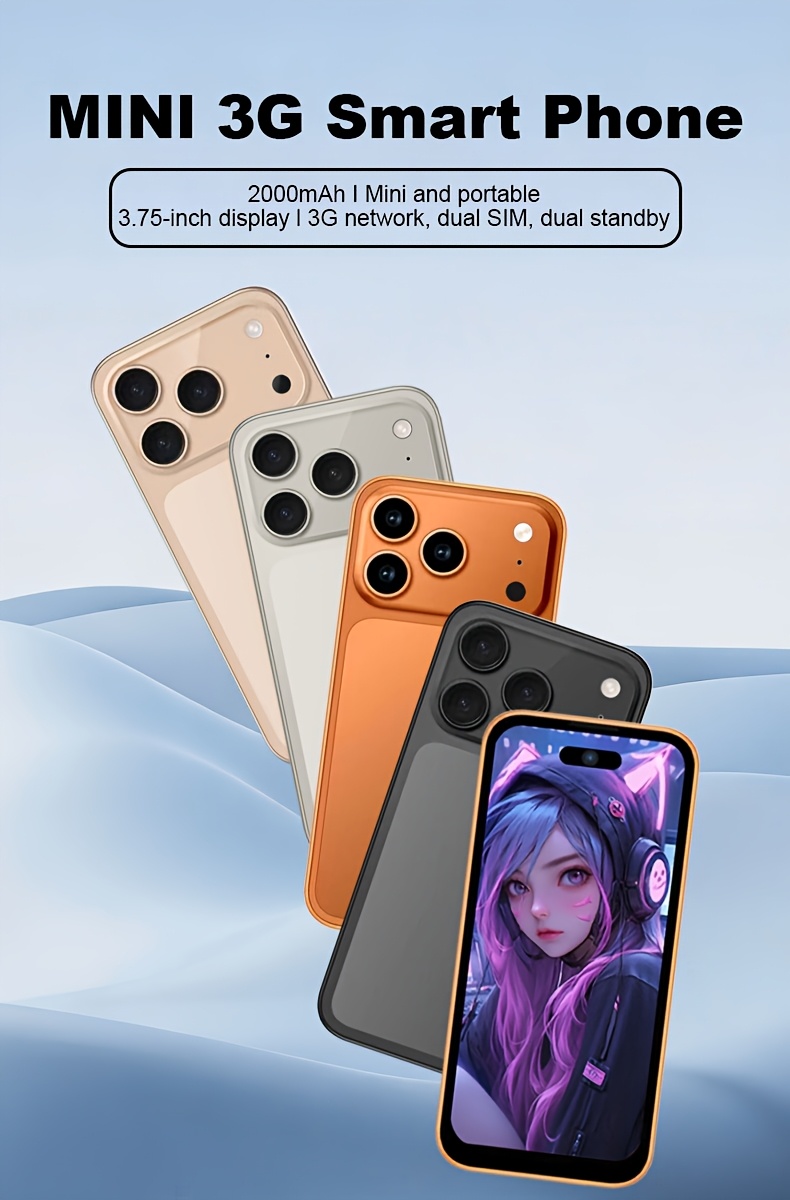 Kompaktni Mini Telefon sa Dodirnim Ekranom | Dual SIM 3G Pametni Telefon | 2000mAh Veliki Kapacitet Baterije | 2+16GB | HD Ekran za Superiornu Kvalitetu Slike, Tanak Dizajn za Estetiku i Prenosivost, Lagano i Tanko Telo sa Udobnim Držanjem, Lako za Nošenje, Idealno kao Rezervni Telefon, Studentski