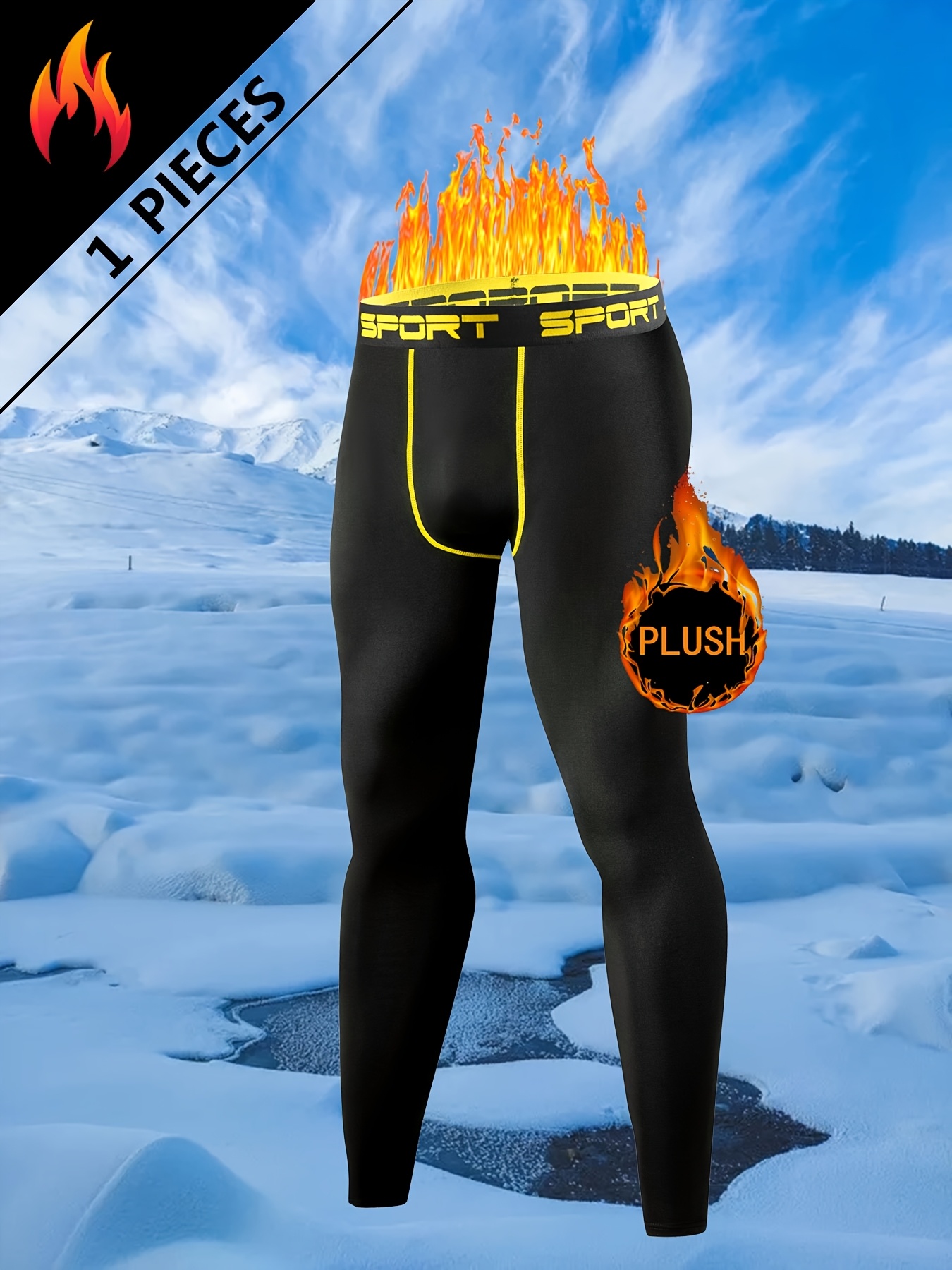 Par Muških Dugih Pantalona sa Postavom od Flisa, Termo-Kompresivne, za Fitnes, Trčanje i Aktivnosti na Otvorenom kao što su Skijanje, Deblje