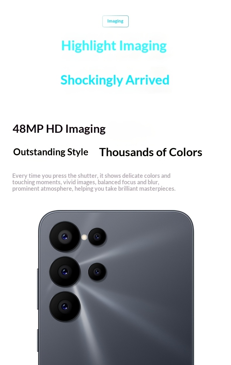 Novi Android Smartphone sa Sistemom Dve Kamere (13MP + 48MP) i Velikim Prostorom za Skladištenje | Ekran od 6.5 inča, 5G, USB Type-C, Android 15, 4K Video Snimanje, Wi-Fi, Polimer Baterija - Idealan za Poklone za Odmor