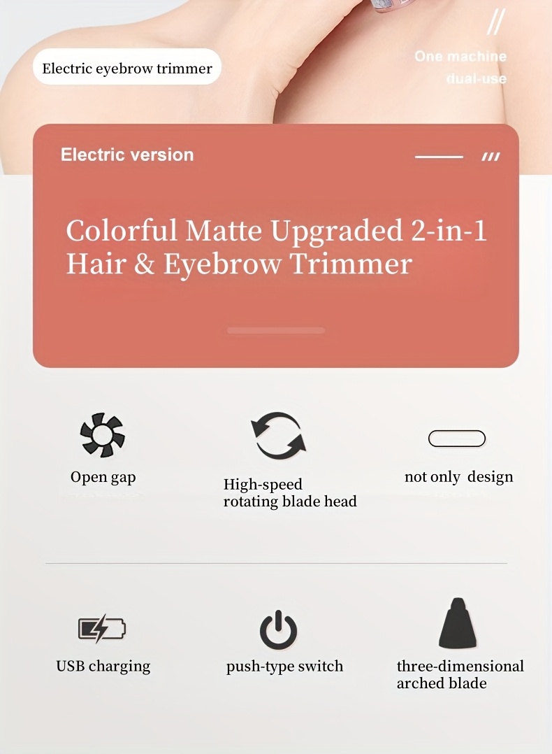 2-u-1 Multifunkcionalni Električni Trimer za Obrve, Brijač za Dlakice na Usnama, USB Punjivi Epilator za Dame, Električni Mini Depilator, Uklanjač Dlakica ispod Pazuha, Automatski Uređaj za Oblikovanje Obrva, Uklanjač Intimnih Dlakica za Dame, Uklanjač Dlakica sa Lica i Trimer za Obrve