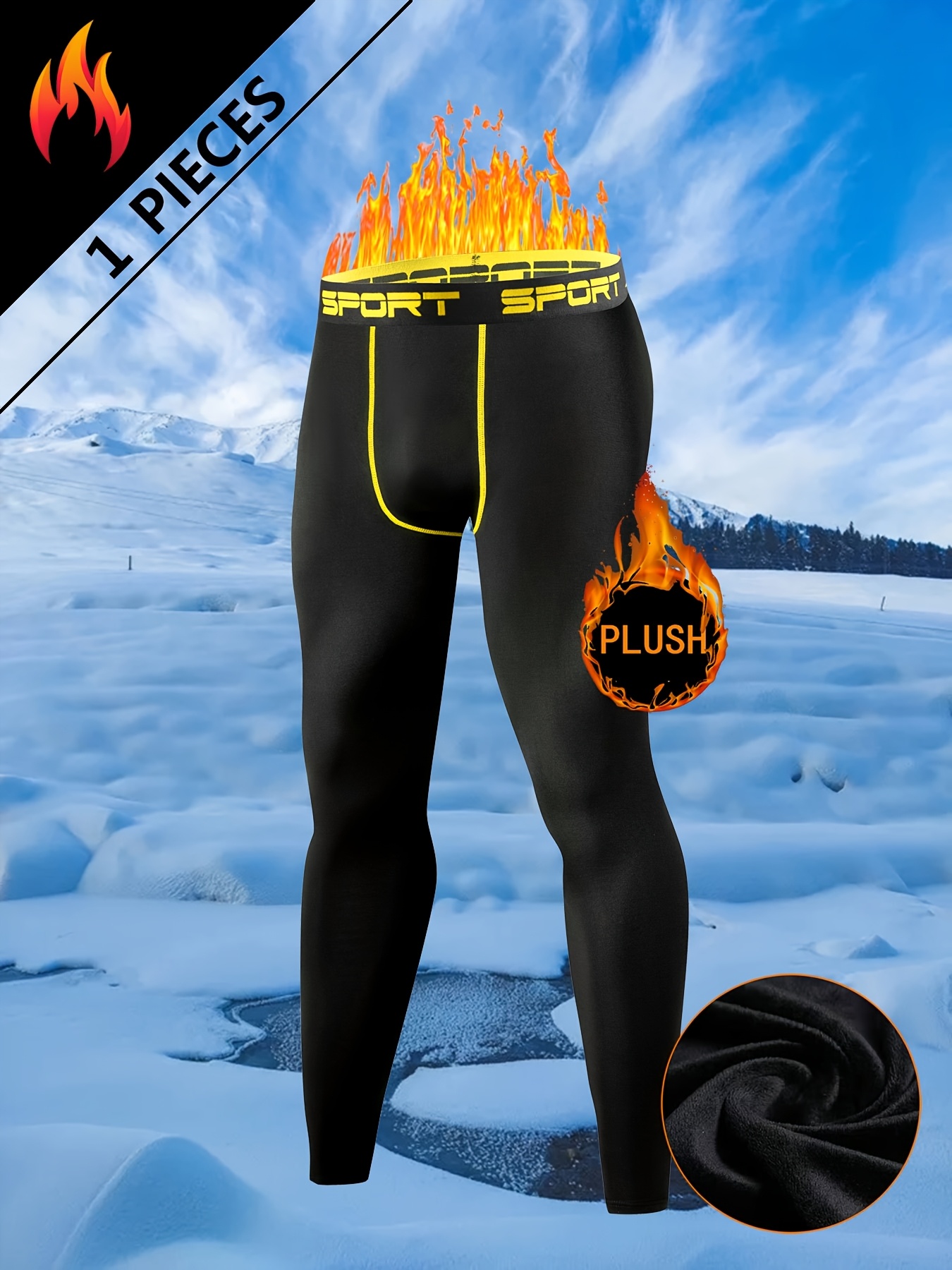 Par Muških Dugih Pantalona sa Postavom od Flisa, Termo-Kompresivne, za Fitnes, Trčanje i Aktivnosti na Otvorenom kao što su Skijanje, Deblje