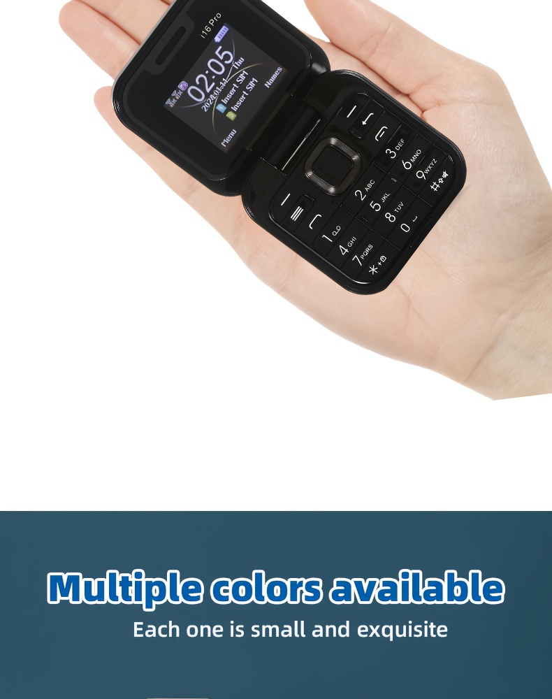 Mini 2G Flip Telefon, Dual SIM Dual Standby, Dostupan u Više Boja. Funkcije uključuju Pozivanje, Muziku, Tekstovanje i Vreme Čekanja od 150 Sati. Ima Funkciju Lampe, Lak je za Nošenje i Pogodan je za Aktivnosti na Otvorenom, Kampovanje.