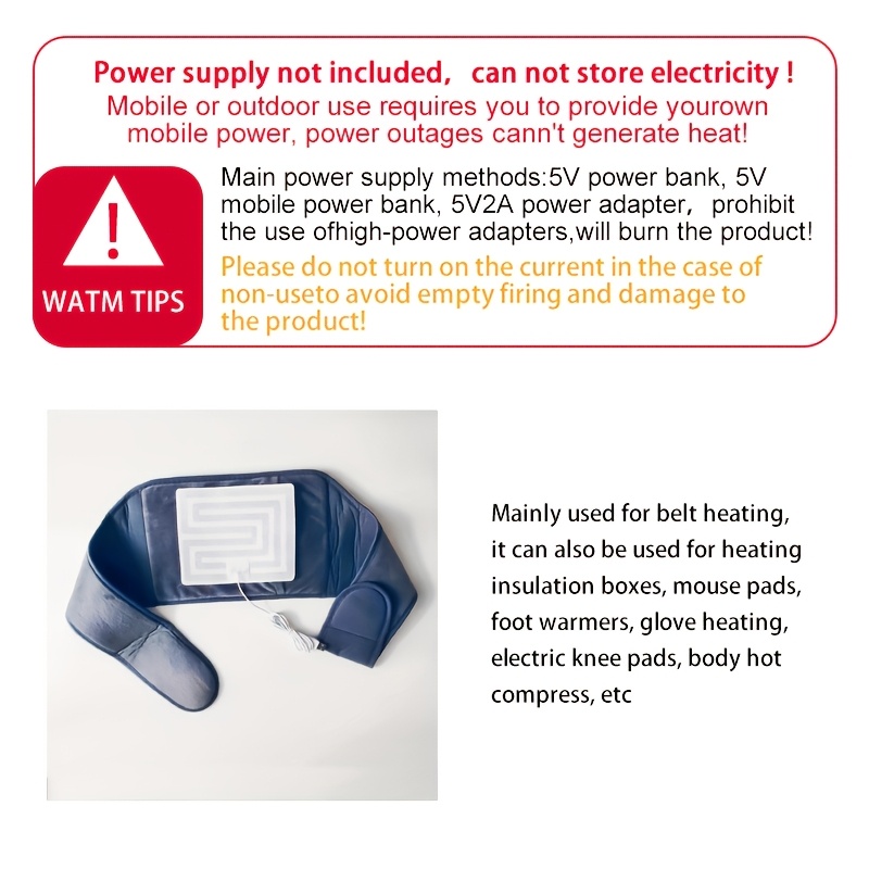 1 komad 15X18Cm bele 5V (8W) grejne podloge, grafitna USB grejna podloga za grejanje niskog napona, sa USB kablom dužine 1.5 metara, uglavnom se koristi za grejanje pojasova, ali takođe je pogodna za grejanje kutija za ručak, podloga za miševe, grejača za stopala, grejanje rukavica