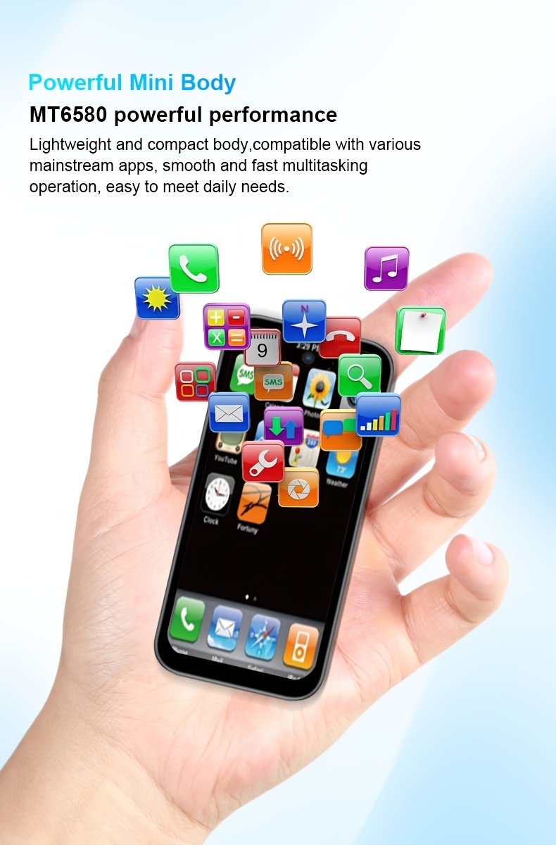 Kompaktni Mini Telefon sa Dodirnim Ekranom | Dual SIM 3G Pametni Telefon | 2000mAh Veliki Kapacitet Baterije | 2+16GB | HD Ekran za Superiornu Kvalitetu Slike, Tanak Dizajn za Estetiku i Prenosivost, Lagano i Tanko Telo sa Udobnim Držanjem, Lako za Nošenje, Idealno kao Rezervni Telefon, Studentski