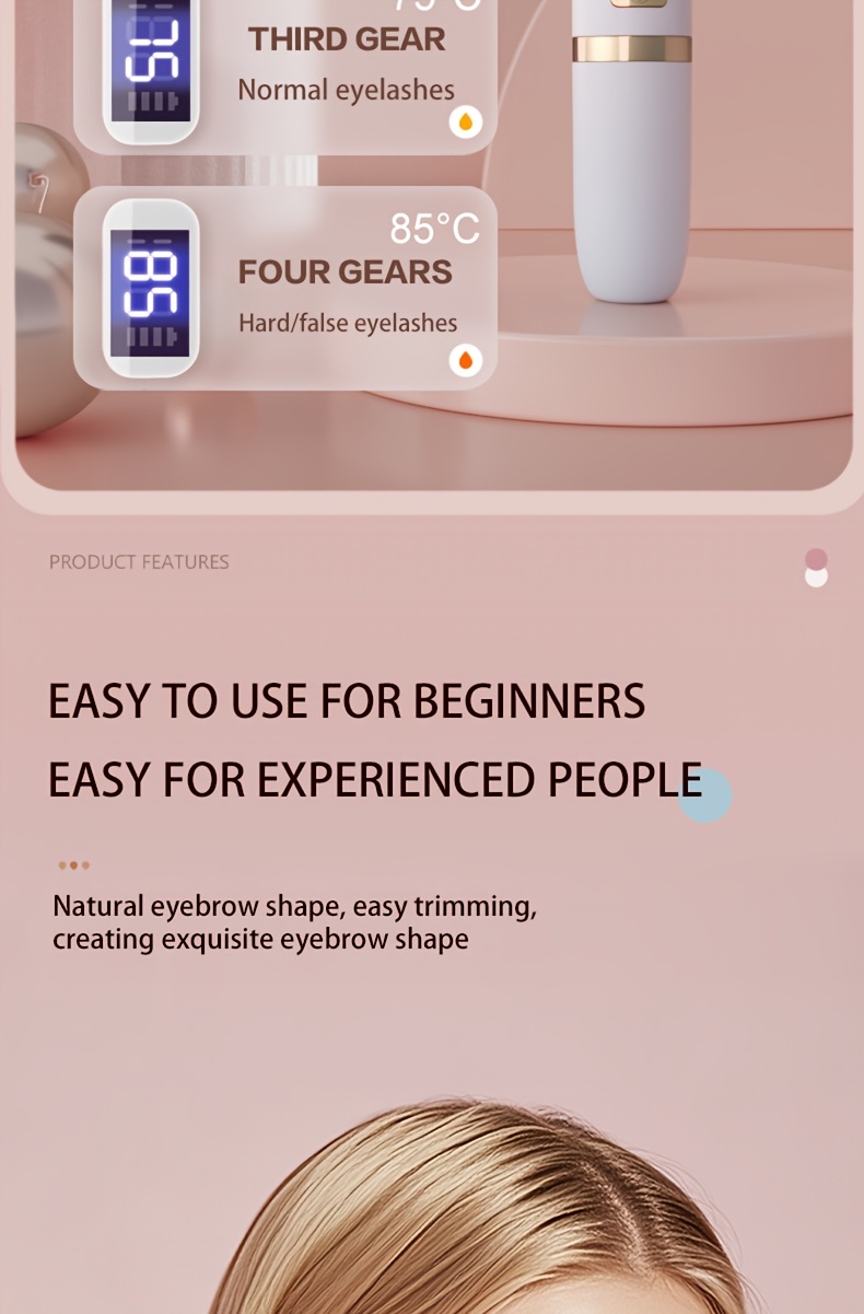 3-u-1 Električni uvijač za trepavice, pinceta i trimer - USB sa brzim podešavanjem temperature, bežično korišćenje, pogodan za uvijač za trepavice, trimer za obrve i trimer za dlačice na licu - Prenosivi kozmetički alat za žene i muškarce, pogodan za putovanja