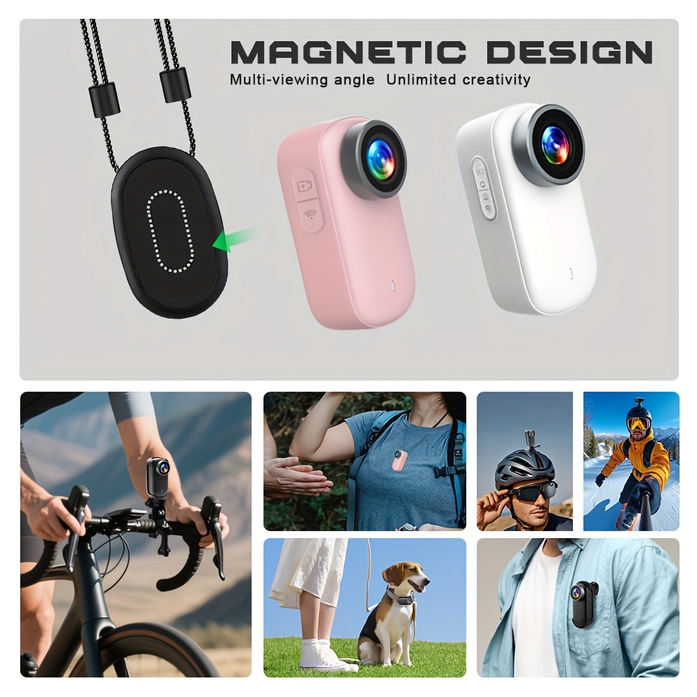 4K Ultra HD Rotirajuća Kamera sa Palcem | Akciona Kamera sa Ocenom | Idealna za Ronjenje, Planinarenje, Biciklizam & Svakodnevnu Upotrebu | Ugrađeni WiFi Hotspot, 210 Minuta Trajanja Baterije, Magnetno & USB Dvostruko Punjenje, Prenosivi Nosivi Rekorder sa Ekranom