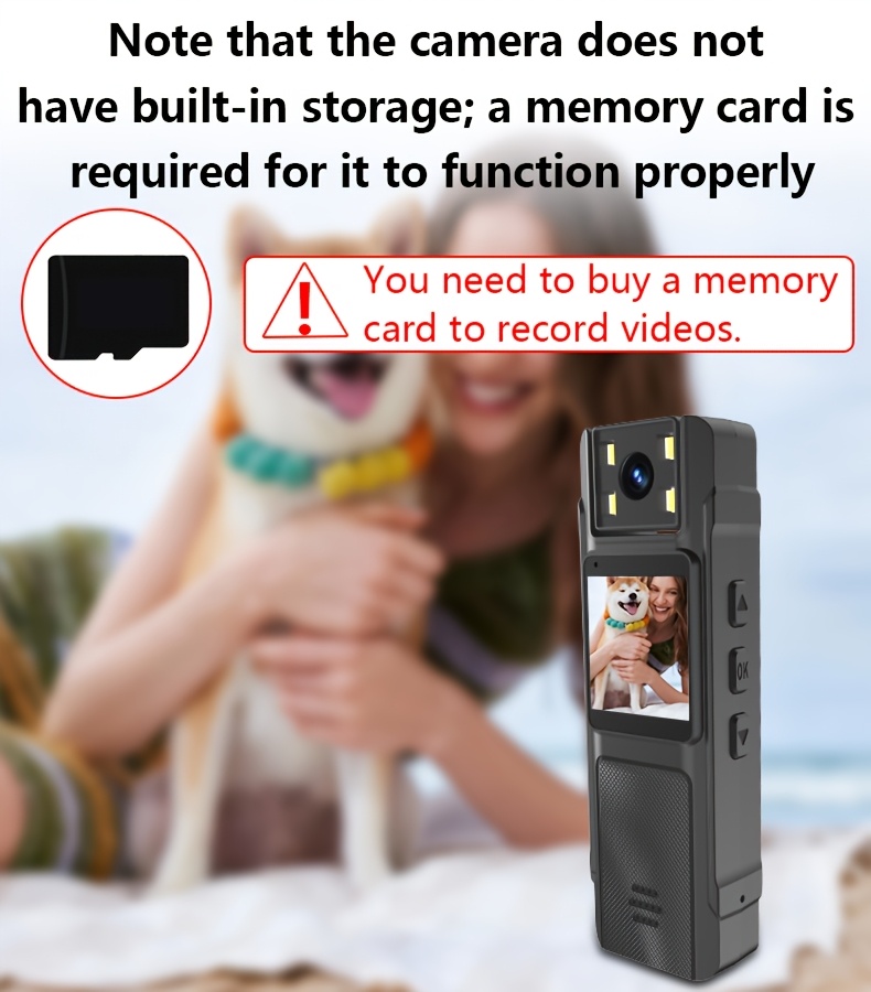 2025 Poboljšana Kompaktna Kamera - Snima Full HD 1080P Video sa 3.4cm LCD Ekranom i Objektivom koji se Rotira 180°, Ima Izdržljivu Bateriju od 800Mah, Idealna za Konferencije, Vožnju Biciklom, Snimanje Ljubimaca, Intervjue i Sakupljanje Svedocanstva - Opciono 32G ili 64G Memo