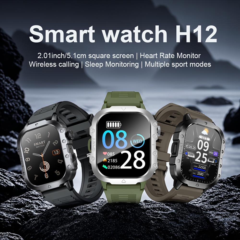 1 kom GWENLAND Pametni sat za muškarce kompatibilan sa iPhone i Android, TFT displej sa LED baterijskom lampom, pametni sat sa 100+ sportskih modova, pedometar, USB, kompatibilan sa iPhone/iPad i Android pametnim telefonima - Idealni poklon za muškarce za fitnes