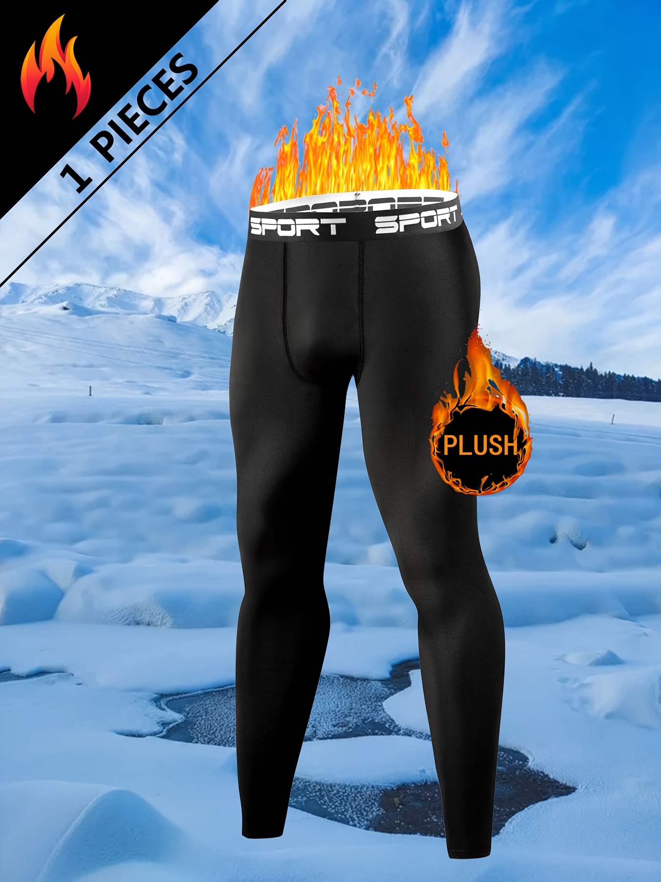 Par Muških Dugih Pantalona sa Postavom od Flisa, Termo-Kompresivne, za Fitnes, Trčanje i Aktivnosti na Otvorenom kao što su Skijanje, Deblje