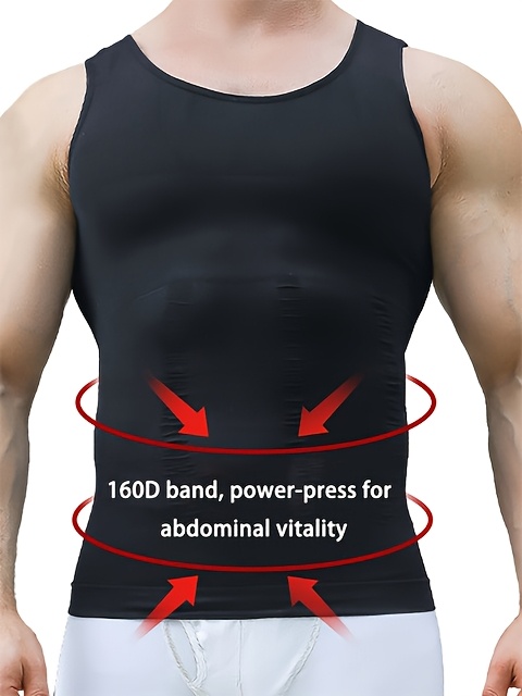 Bešavni muški steznik za oblikovanje tela, kontrolu stomaka, kompresiju grudi i skrivanje prekomernih težih delova, pogodan za fitnes i kao osnovni sloj majica.