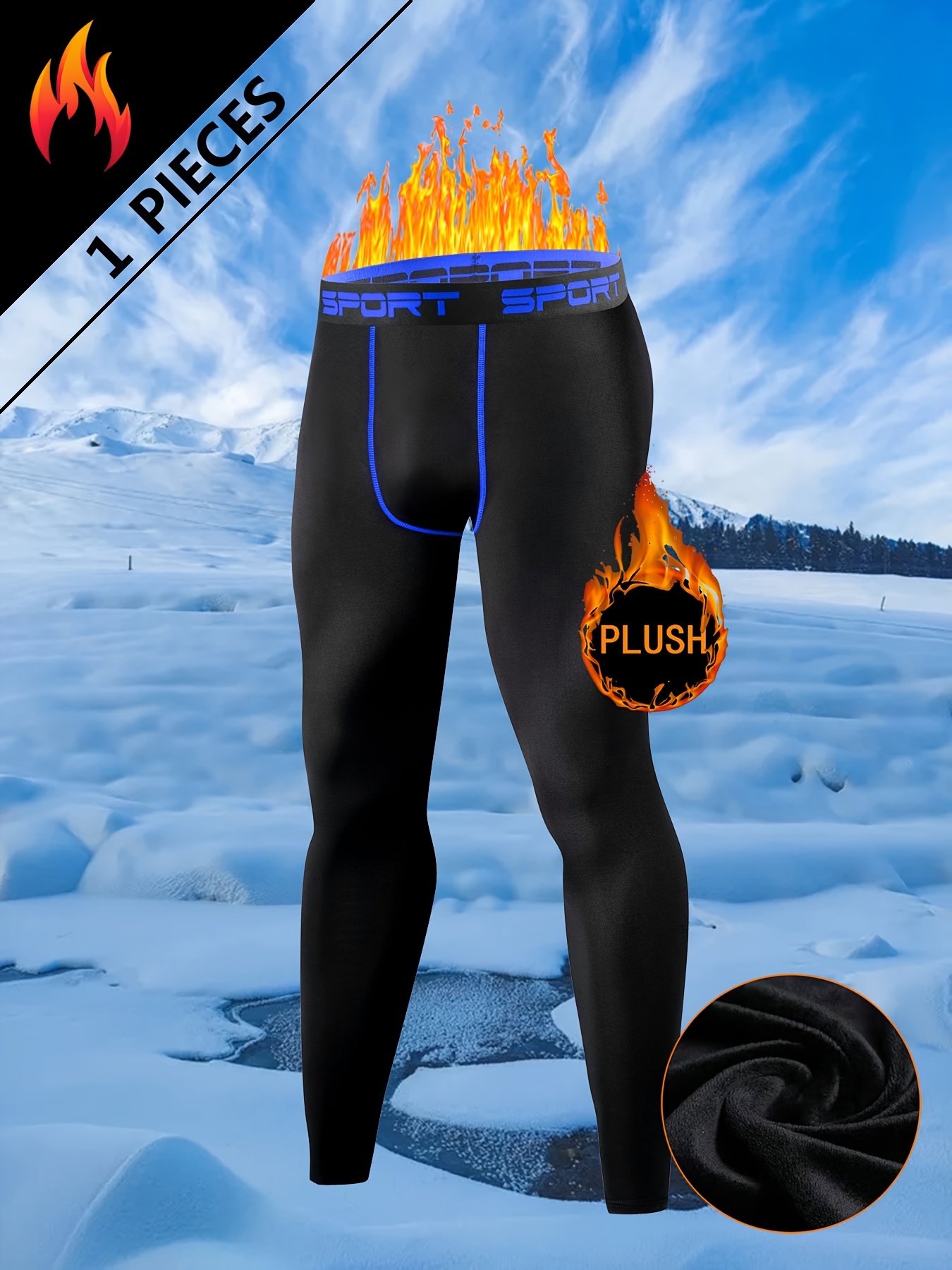 Par Muških Dugih Pantalona sa Postavom od Flisa, Termo-Kompresivne, za Fitnes, Trčanje i Aktivnosti na Otvorenom kao što su Skijanje, Deblje