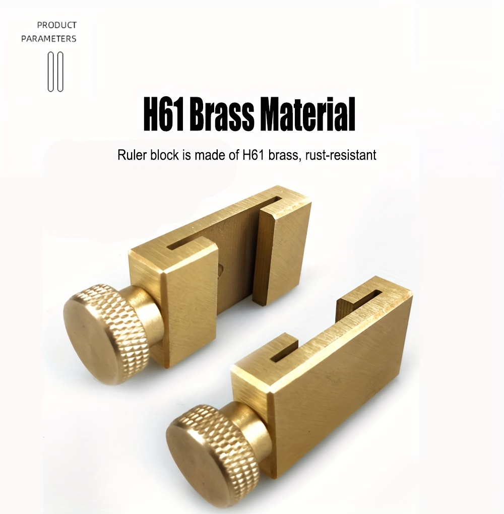 2-pakovanje zlatnih preciznih čeličnih blokova sa teksturiranim držačem - Izdržljiva metalna konstrukcija za obeležavanje i vođenje linija u stolarstvu, bez potrebe za baterijama, alati za označavanje | Polirana površina | Precizno inženjerstvo