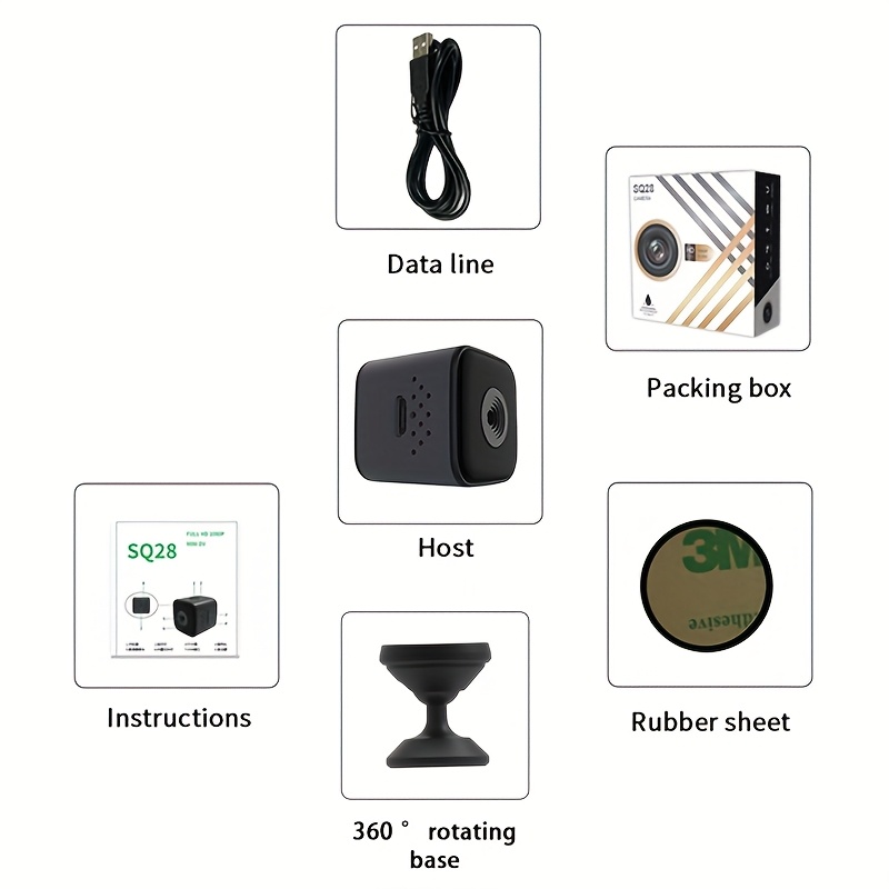 1 Set 1080P Full HD Mini Kamera - Auto AI Noćna Vizija, Mini Akciona Kamera, Punjiva, 64GB TF Memorijska Kartica