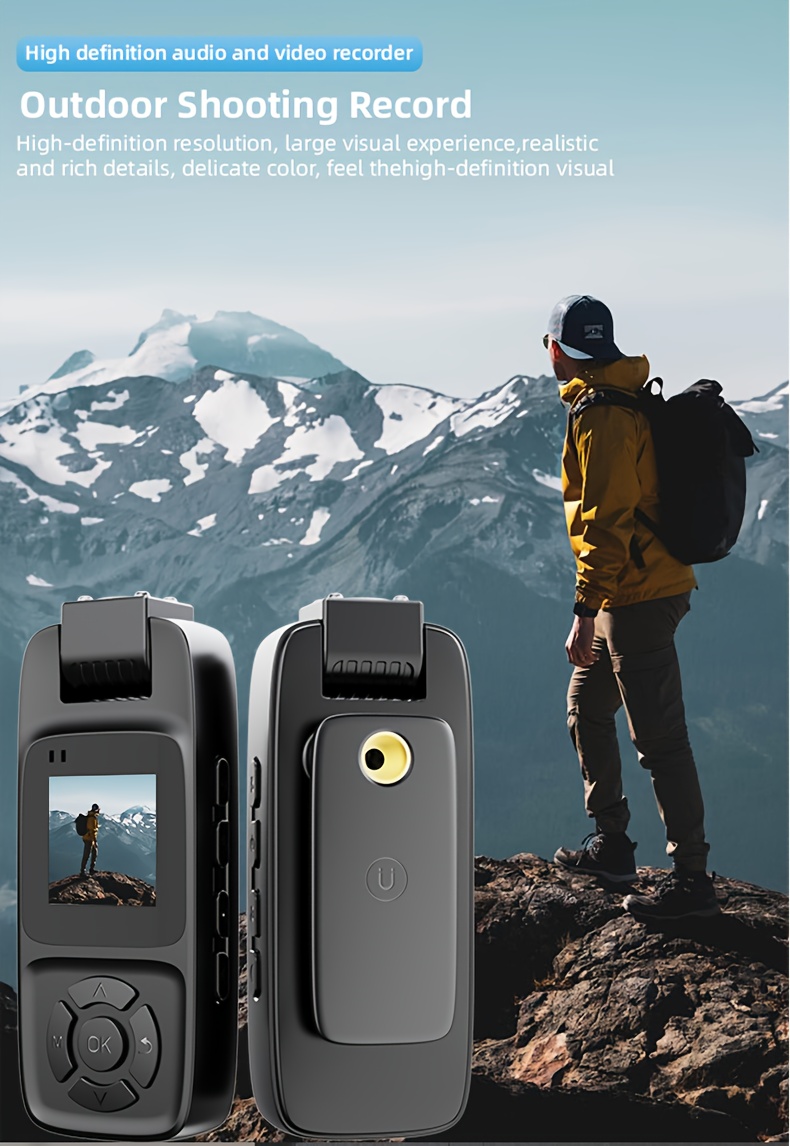 4K nadograđena ultra visokodefinisana sportska kamera, prenosiva kamera, pametna kamera, ljudska telo kamera | bežični WiFi hotspot, 180° rotirajući objektiv, noćno gledanje funkcija, punjiva baterija, prenosivi ekran za outdoor sportove, vožnju bicikla, putovanja i Vlog snimanje, HD video, moderni mali alati | izdržljiv dizajn poklon za praznik (1080P)