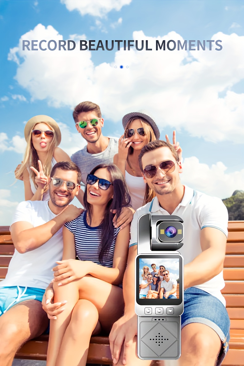 1080P Prenosiva HD Sportska Kamera sa 3.91” Rotirajućim Ekranom, 180° Rotirajućim Objektivom & Ugrađenim WiFi-om - Zadnji Klip / Gadget Nosač, 1000mAh Baterija, -Vibracija, Jednoklik Snimanje za Outdoor Akciju, Vlogovanje, Snimanje Konferencija (1080)