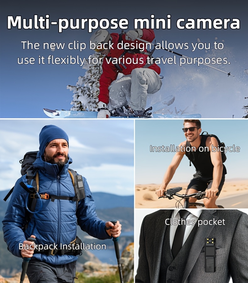 2025 Poboljšana Kompaktna Kamera - Snima Full HD 1080P Video sa 3.4cm LCD Ekranom i Objektivom koji se Rotira 180°, Ima Izdržljivu Bateriju od 800Mah, Idealna za Konferencije, Vožnju Biciklom, Snimanje Ljubimaca, Intervjue i Sakupljanje Svedocanstva - Opciono 32G ili 64G Memo