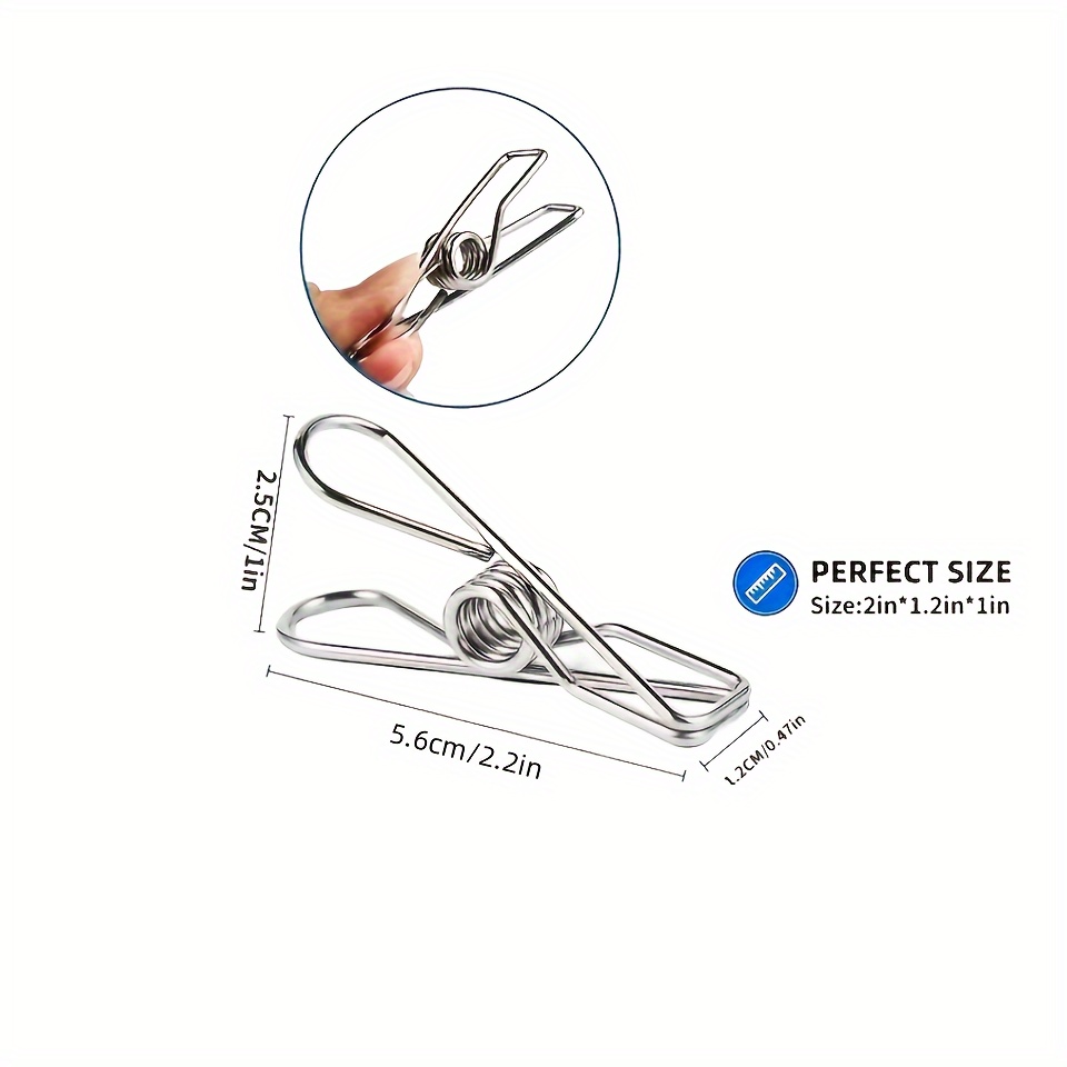 20 kom. Nehrđajuće Čelične Štipaljke za Veš, Izdržljive Štipaljke, Višenamenski Metalni Žičani Klipovi za Pranje, Kuću, Kuhinju, Putovanja, Uredski Prostor - Organizator Ormara koji Čvrsto Drži Čarape, Zatvarače Hrane, Fotografije, Odeća