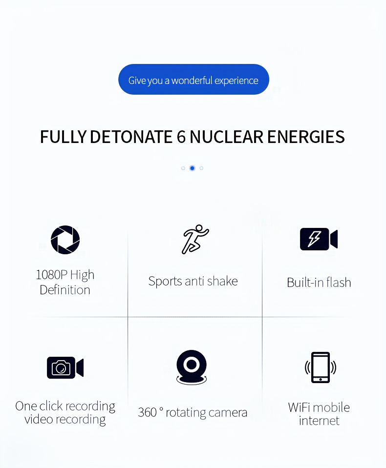 1080P Prenosiva HD Sportska Kamera sa 3.91” Rotirajućim Ekranom, 180° Rotirajućim Objektivom & Ugrađenim WiFi-om - Zadnji Klip / Gadget Nosač, 1000mAh Baterija, -Vibracija, Jednoklik Snimanje za Outdoor Akciju, Vlogovanje, Snimanje Konferencija (1080)
