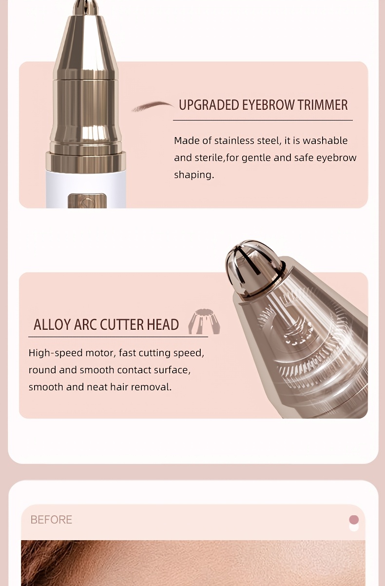 3-u-1 Električni uvijač za trepavice, pinceta i trimer - USB sa brzim podešavanjem temperature, bežično korišćenje, pogodan za uvijač za trepavice, trimer za obrve i trimer za dlačice na licu - Prenosivi kozmetički alat za žene i muškarce, pogodan za putovanja