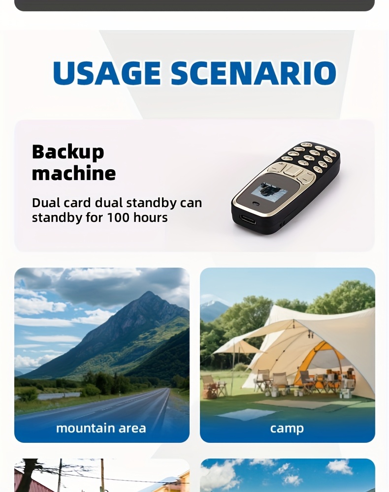 Mini telefon, 2G mreža, Dual SIM Dual Standby, kompaktan i štedi prostor, pogodan za rezervnu upotrebu, poslovne pozive, jednostavna funkcionalnost, minimalistički dizajn