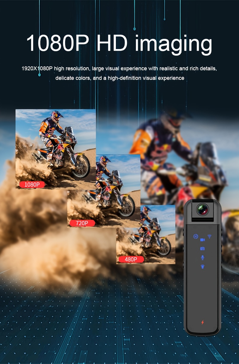 1080P Full HD Akciona Kamera sa Noćnim Vidom, Hotspot Wifi, Objektiv koji se Rotira 180°, Nosiva Sportska Kamera, Uređaj za Snimanje na Otvorenom za Bicikl
