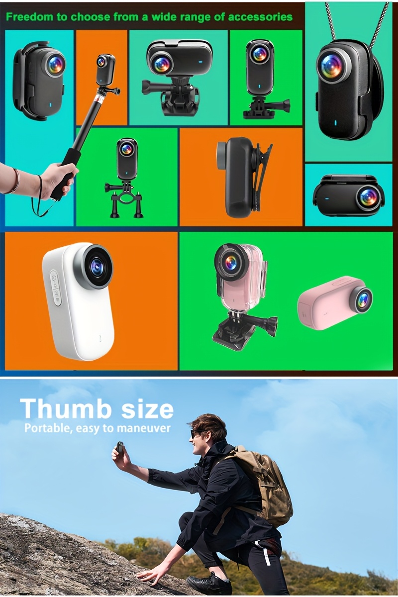 4K Ultra HD Rotirajuća Kamera sa Palcem | Akciona Kamera sa Ocenom | Idealna za Ronjenje, Planinarenje, Biciklizam & Svakodnevnu Upotrebu | Ugrađeni WiFi Hotspot, 210 Minuta Trajanja Baterije, Magnetno & USB Dvostruko Punjenje, Prenosivi Nosivi Rekorder sa Ekranom