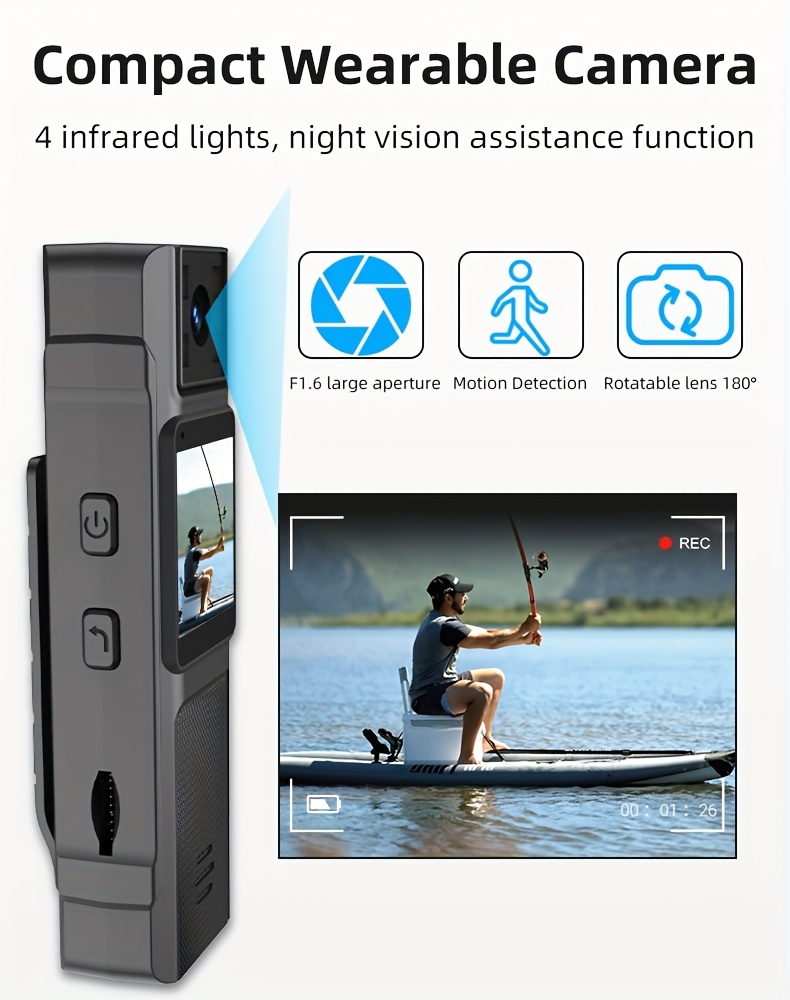 2025 Poboljšana Kompaktna Kamera - Snima Full HD 1080P Video sa 3.4cm LCD Ekranom i Objektivom koji se Rotira 180°, Ima Izdržljivu Bateriju od 800Mah, Idealna za Konferencije, Vožnju Biciklom, Snimanje Ljubimaca, Intervjue i Sakupljanje Svedocanstva - Opciono 32G ili 64G Memo