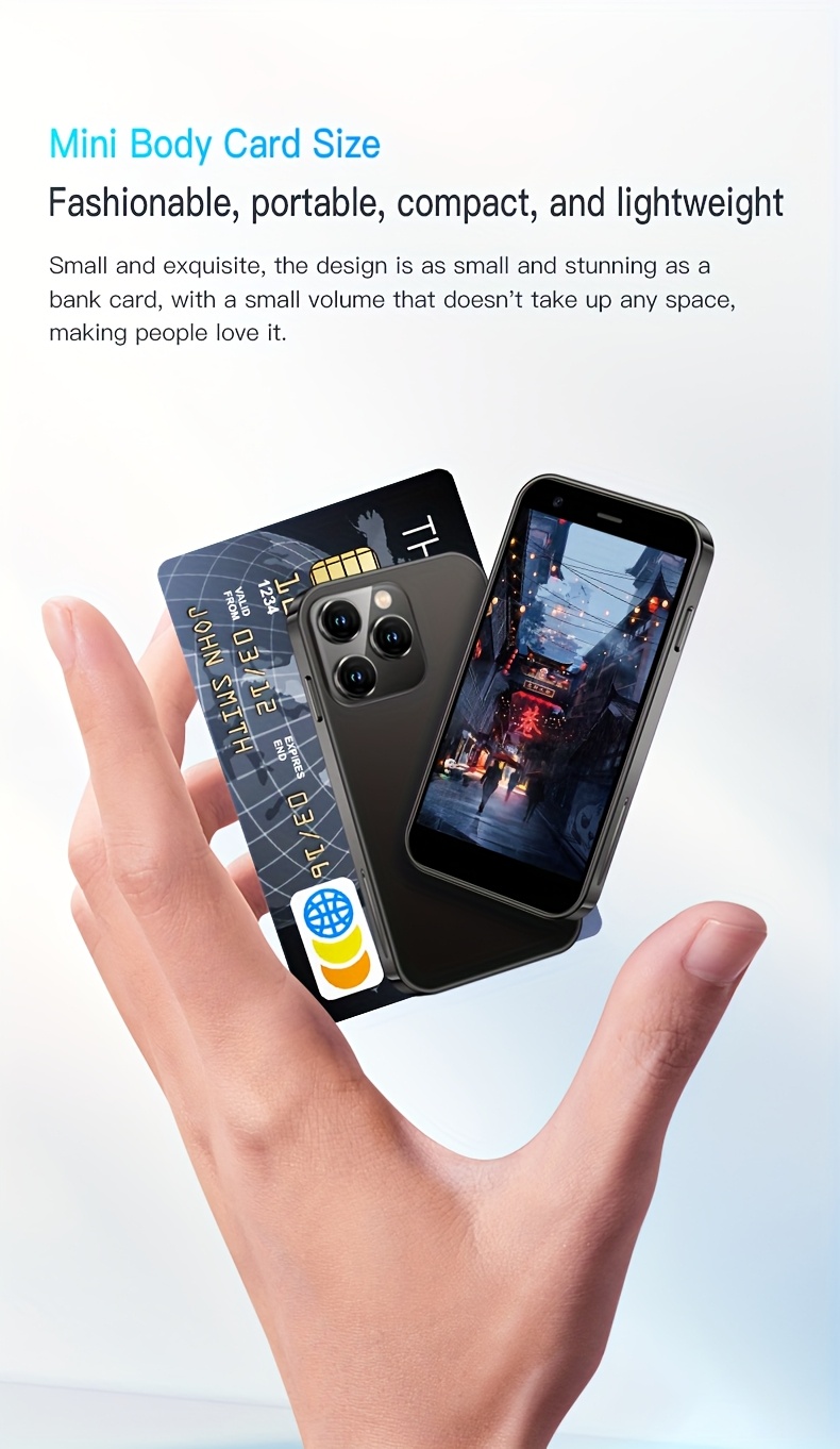 Novi Mini Telefon-3.0'' HD Dodirni Ekran, Dual SIM, 2GB+16GB, Face ID, Preuzimanje Aplikacija, Najmanji Smartphone na Svijetu, Idealna Rezervna Telefonska i Kreativni Poklon