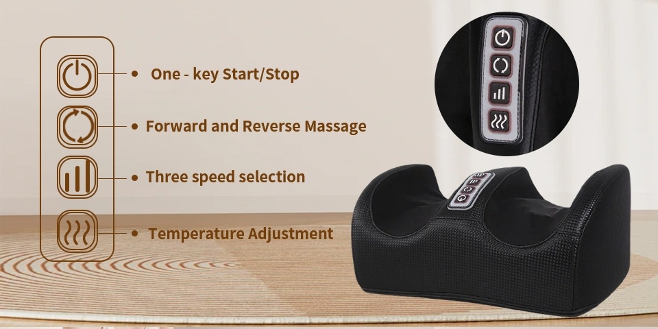 Dhovtcy Crni Električni Masažer | 3 Brzine, Reverzibilno Kotrljanje, 20 Rotirajućih Nodova, Tajmer od 15 minuta, Za Kućnu/Kancelarijsku Upotrebu, Napajanje Preko Utičnice, 220V