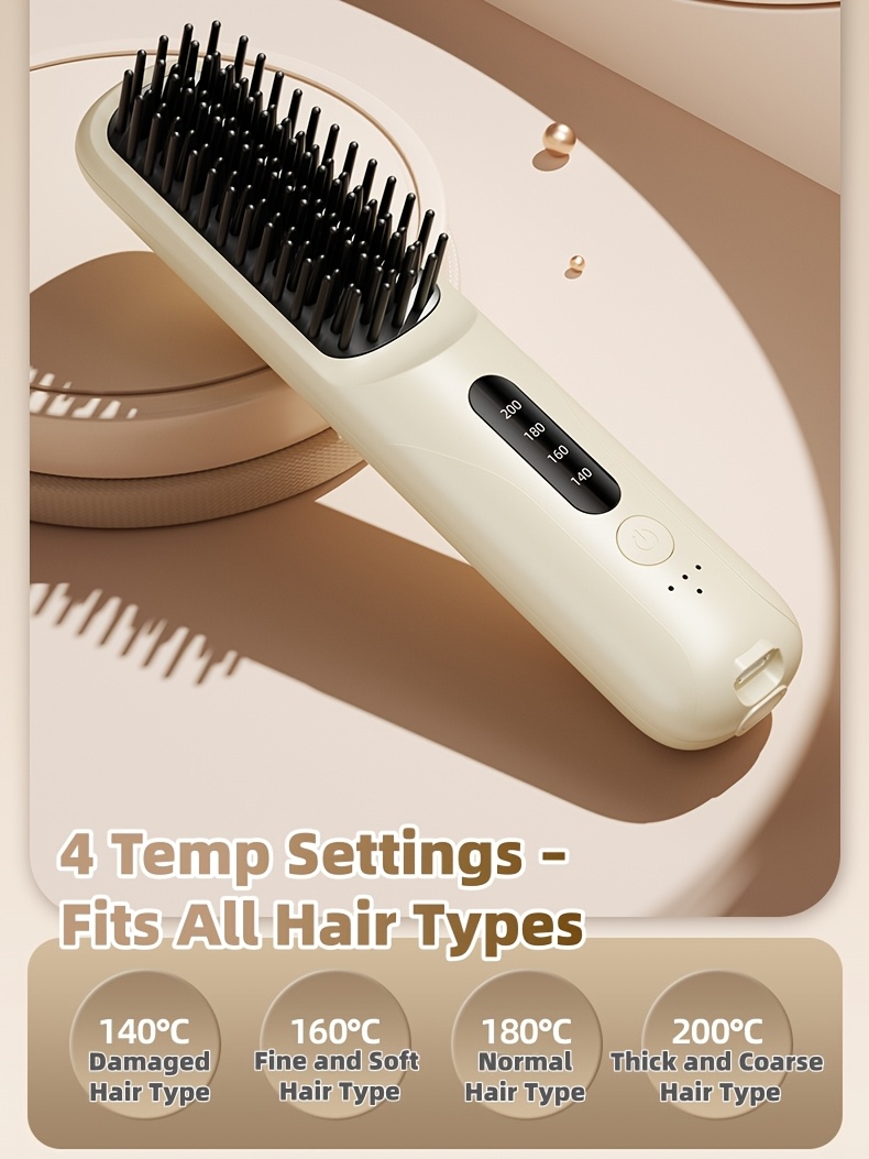 Prenosivi Ravnalo za Kosu sa Funkcijom Isključivanja - 4 Nivoa Temperature, Ravnanje/Stilizovanje bez Čvorova, Bezbedno za Mokru/Suvu Kosu, Pogodno za Baterijsko Ravnalo za Njegu Kose (Putno Prijateljsko)