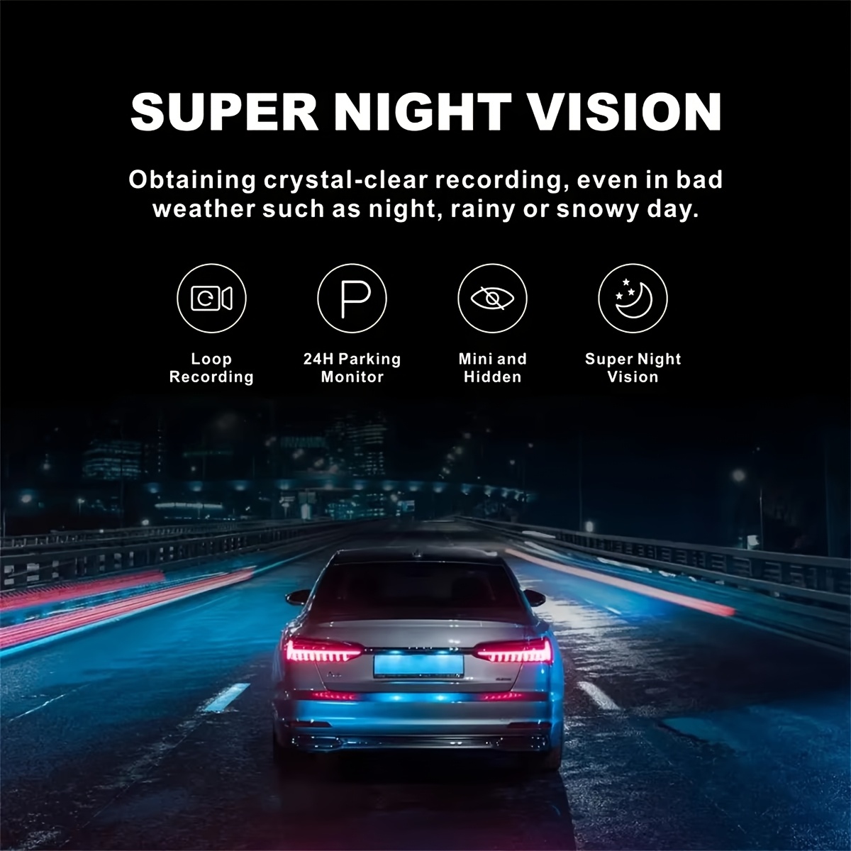 Četvorokanalna kamera za auto, montira se na instrument tablu sa 1080P prednjim i 720P bočnim i zadnjim pogledom - Ima LED ekran, upravljanje na dodir, punjivu litijumsku bateriju, kontinuirani nadzor parkiranja i sistem kamere za rikverc