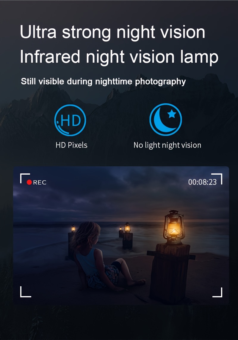 1080P Full HD Akciona Kamera sa Noćnim Vidom, Hotspot Wifi, Objektiv koji se Rotira 180°, Nosiva Sportska Kamera, Uređaj za Snimanje na Otvorenom za Bicikl
