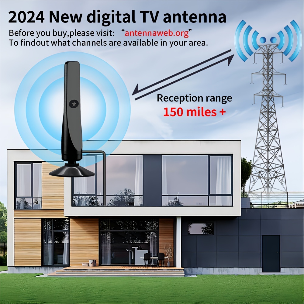 2025 NOVA HDTV Antena, 530 Milja Domet za 4K Ultra HD & 1080P Full HD, Unutrašnji Kabl od 299,72 cm, Kompatibilna sa Smart TV/Stari HD TV/DVB-T2/DTMB/ATSC/DAB FM, Besplatni Kanali Bez Mesečne Takse, Idealna za Urbane/Ruralne Kućne Potrebe