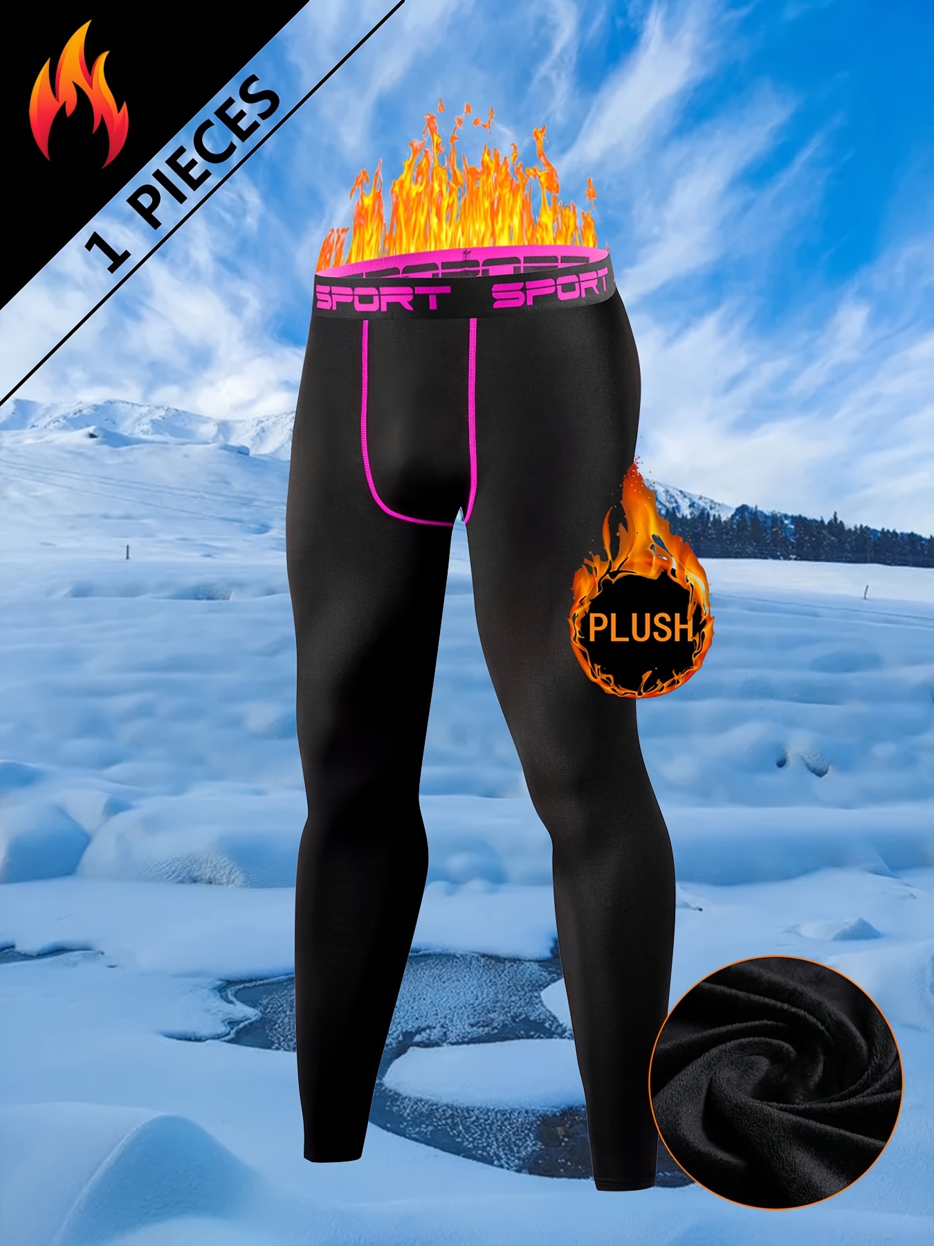 Par Muških Dugih Pantalona sa Postavom od Flisa, Termo-Kompresivne, za Fitnes, Trčanje i Aktivnosti na Otvorenom kao što su Skijanje, Deblje